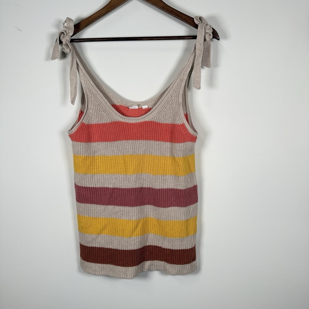 Gap Women's Knit Tank Multicolor Stripe Tie Strap‎ Size Large